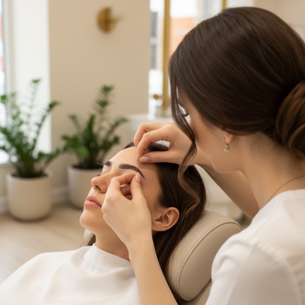 Eyebrow threading treatment